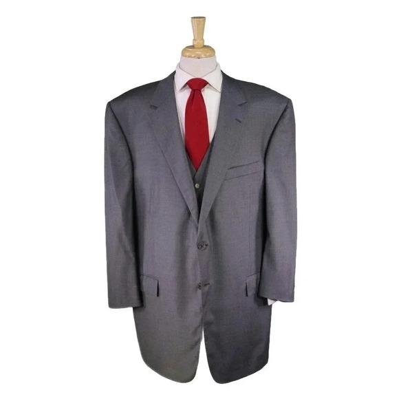 Sal Lauretta by Adrian Jules Solid Gray 2-Btn Suit Blazer & Vest 50R - Picture 1 of 10
